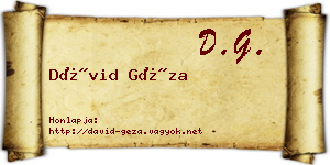 Dávid Géza névjegykártya